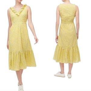 J. CREW Dress Ruffle Distsy Floral Midi Lenght Size 8